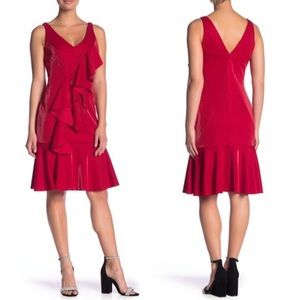 Jay Godfrey red ruffle cocktail dress